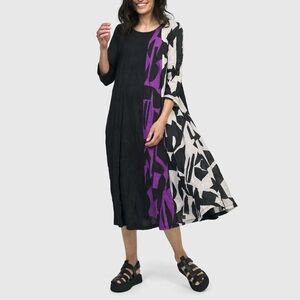 Alembika Tessellate Midi Dress Black Violet Sz 12-14